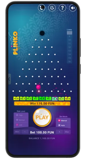 Plinko game screen