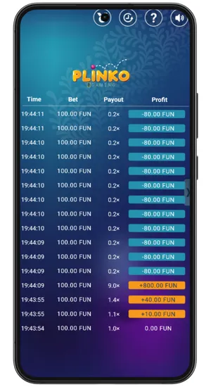 Plinko game interface